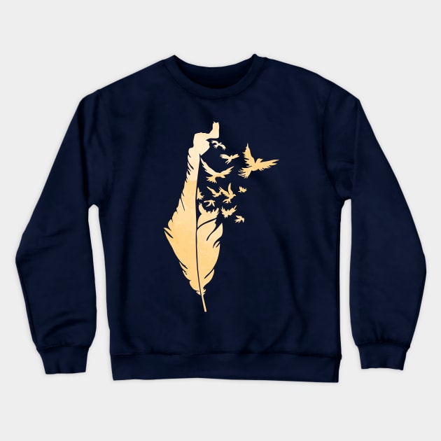 Palestine Feather Map Symbol of Palestinians Love and Struggle for Freedom -Yellow Crewneck Sweatshirt by QualiTshirt